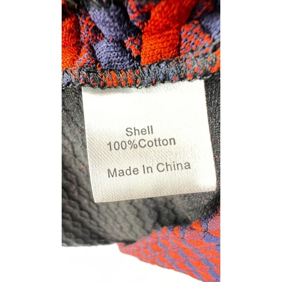 Tuckernuck | Sz S | Navy & Burnt Orange Geometric Print Quilted Mock Neck Dress - Picture 5 of 10